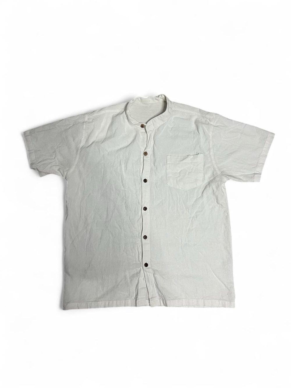 Men's Short-Sleeve Button-Down Shirt in Off-White